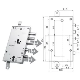 Serratura porta blindata Mottura 89.8595G/1Q triplice 1/2g GREG
