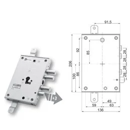 Serratura porta blindata Mottura 89.8571IC/Q triplice 1/2g ICA