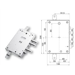 Serratura porta blindata Mottura 89.571ISA/0 triplice 1/2g ISALL