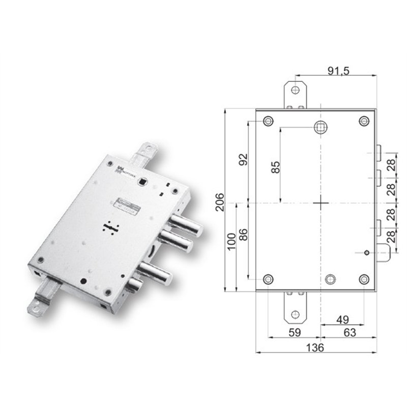 Serratura porta blindata Mottura 89.571ISA/0 triplice 1/2g ISALL