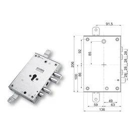 Serratura porta blindata Mottura 89.8571IS/Q triplice 1/2g ISALL