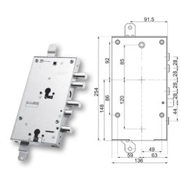 Serratura porta blindata Mottura 89.8595IS/Q triplice 1/2g ISALL