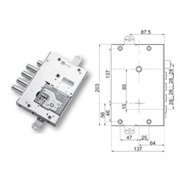 Serratura porta blindata Mottura 89Y515MAS triplice 1/2g MASTER