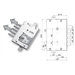Serratura porta blindata Mottura 89Y515MAS/1 triplice 1/2g MASTER