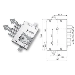 Serratura porta blindata Mottura 89Y515MAS/1 triplice 1/2g MASTER
