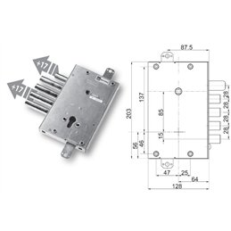 Serratura porta blindata Mottura 89.4515M1/Q triplice 1/2g MASTER