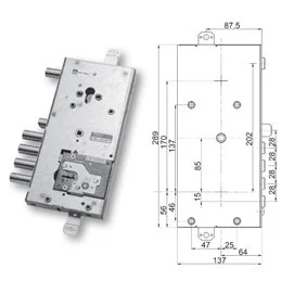 Security door lock Mottura 89.Y916MAS plurisystem for MASTER