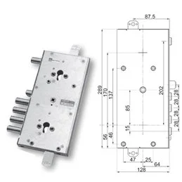 Mottura 89.4766MA/Q triple 1/2g MASTER armored door lock