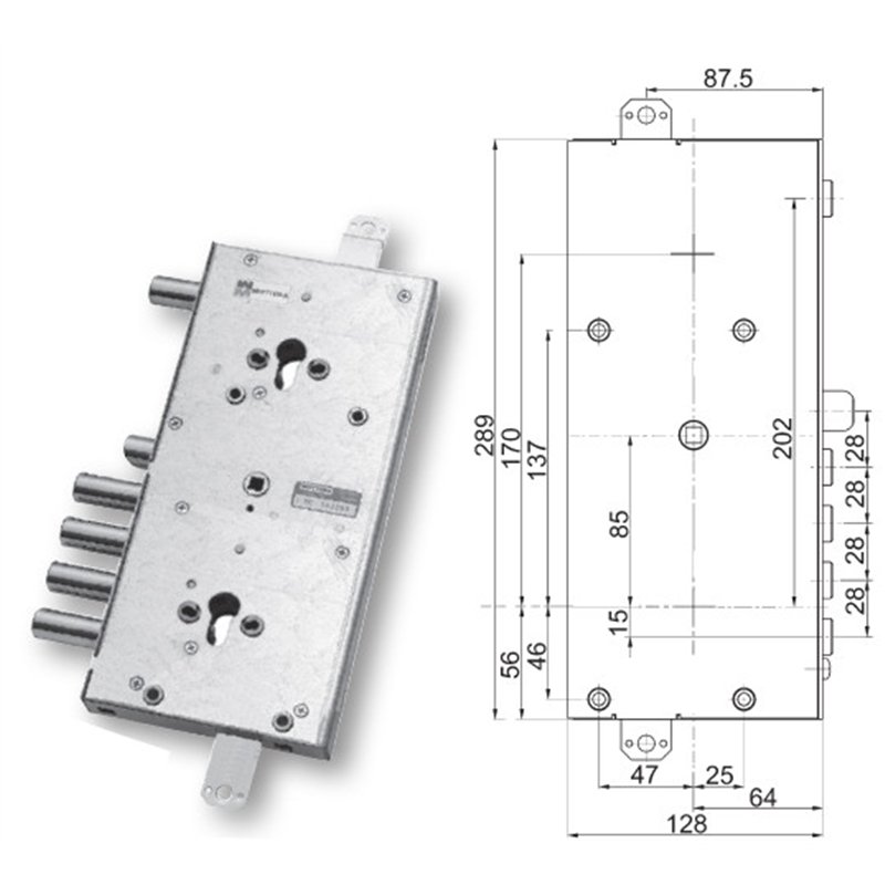 Mottura 89.4766MA/Q triple 1/2g MASTER armored door lock