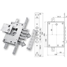 Security door lock Mottura 89.K771MEB for MEBA
