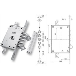 Serratura porta blindata Mottura 89.8771MB/Q triplice 1/2g MEBA