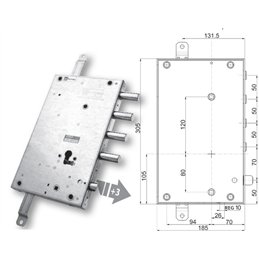 Mottura 89.8461ME/Q triple 1/2g METALNOVA armored door lock