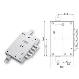Security door lock Mottura 89.571MET for METALNOVA
