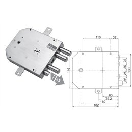 Serratura porta blindata Mottura 89.555MET triplice 1/2g METALNOVA