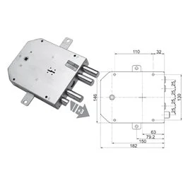 Serratura porta blindata Mottura 89.555MET triplice 1/2g METALNOVA