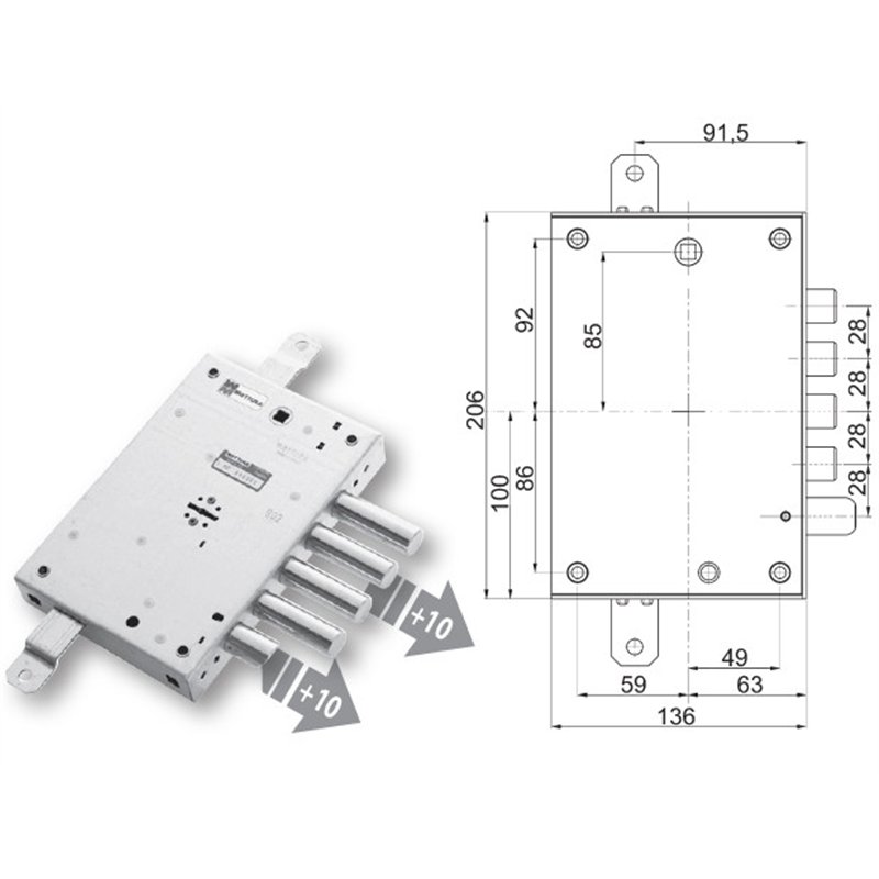 Security door lock Mottura 89.571MORA for MORA