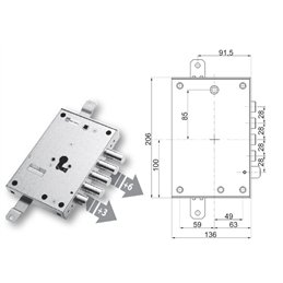 Security door lock Mottura 89.8571KO/Q for OIKOS