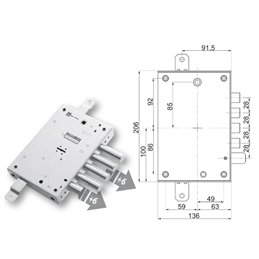 Serratura porta blindata Mottura 89.571SAF triplice 1/2g SAFIR