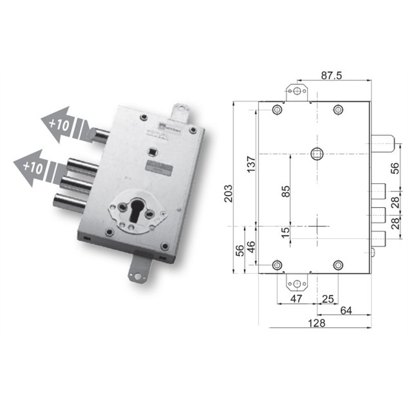 Security door lock Mottura 89.4515VI/Q for VIGHI