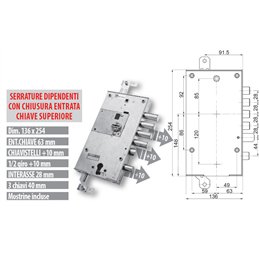 Security door lock Mottura 89.K597DR/S2 plurisystem for DIERRE