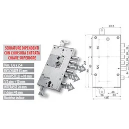 Serratura porta blindata Mottura 89.K597DR/S2 plurisistema Dierre