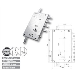 Security door lock Mottura 89.371DER Euro profyle for DIERRE