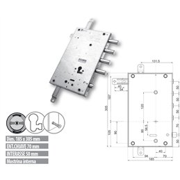 Serratura porta blindata Mottura 89.8462DE/Q cilindro eur.Dierre