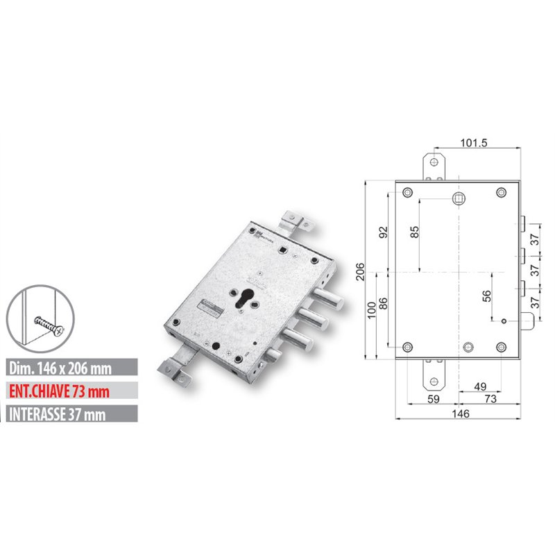 Serratura porta blindata Mottura 89.371DE7 cilindro eur. Dierre