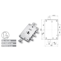 Security door lock Mottura 89.8583D6 Euro profyle for DIERRE