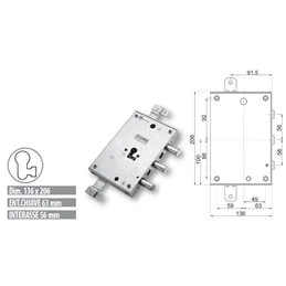 Serratura porta blindata Mottura 89.8583D6/Q cilindro eur. Dierre
