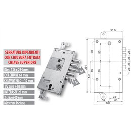 Security door lock Mottura 89.K597DR/SB plurisystem for DIERRE