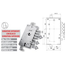 Serratura porta blindata Mottura 89.8595/S8AQ doppia Dierre