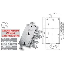 Serratura porta blindata Mottura 89.8595/S8AQ doppia Dierre