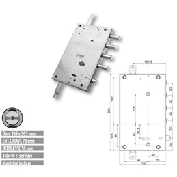 Security door lock Mottura 89.561DER for DIERRE door