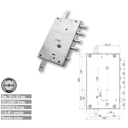 Security door lock Mottura 89.561DER for DIERRE door