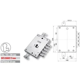Serratura porta blindata Mottura 89.8583D7 cilindro eur. Dierre