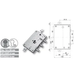 Security door lock Mottura 89.84383 Euro profyle for DIERRE