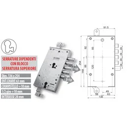 Serratura porta blindata Mottura 89.85958WQ doppia Dierre
