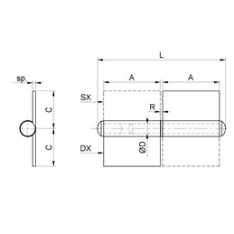 Ficcia hinge (fiscia) to be welded 2 medium wings fixed pin art.240 COMBI