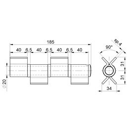 4-wing weld-on hinge mm.180 for gates removable pin art.140 COMBI