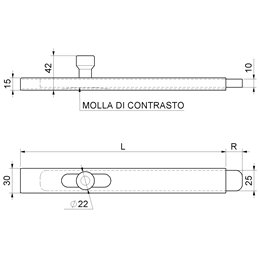 Catenaccio verticale a saldare sez.10x25 art.220 COMBI