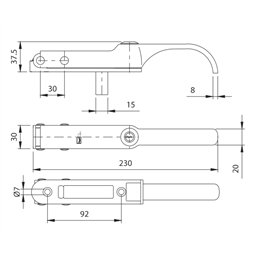 Lever operated locking mechanism type BON 684 for metal doors and windows