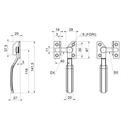 Steel lock handle mm.141x47 COMBI art. 280