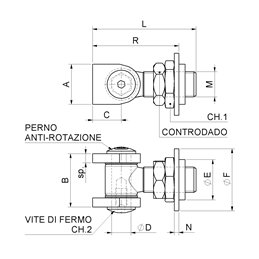 Cardine regolabile per cancelli con ali COMBI 875 M20