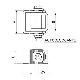 Cardine regolabile per cancelli COMBI 370 mm.60