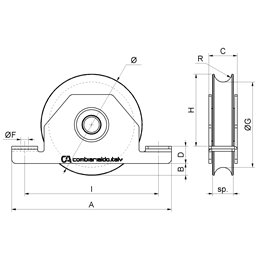 Ruota per cancelli gola tonda con supporto COMBI 425
