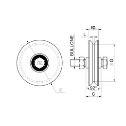 Ruota per cancelli gola a Y 1 cuscinetto COMBI 401
