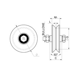 Ruota per cancelli gola a Y 2 cuscinetti COMBI 406