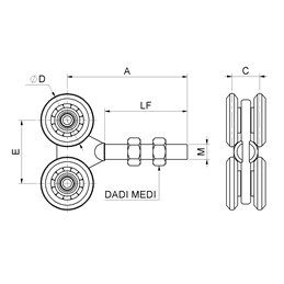 Sliding gate trolley 4 bearings COMBI art.752