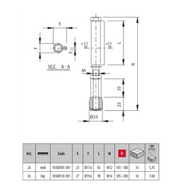 Lower olive pin for single leaf COMUNELLO 26 FC doors